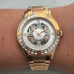 BCBG Max Azria Steampunk Rose Gold Watch with Crystal Accents